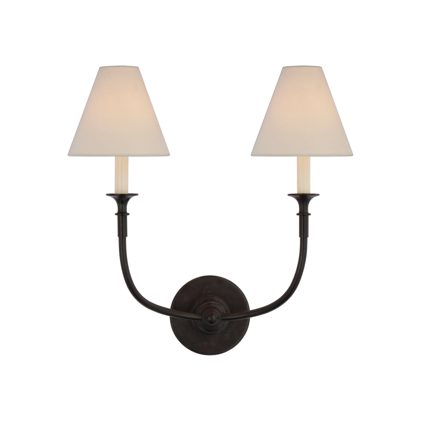 Piaf Double Sconce with Linen Shades