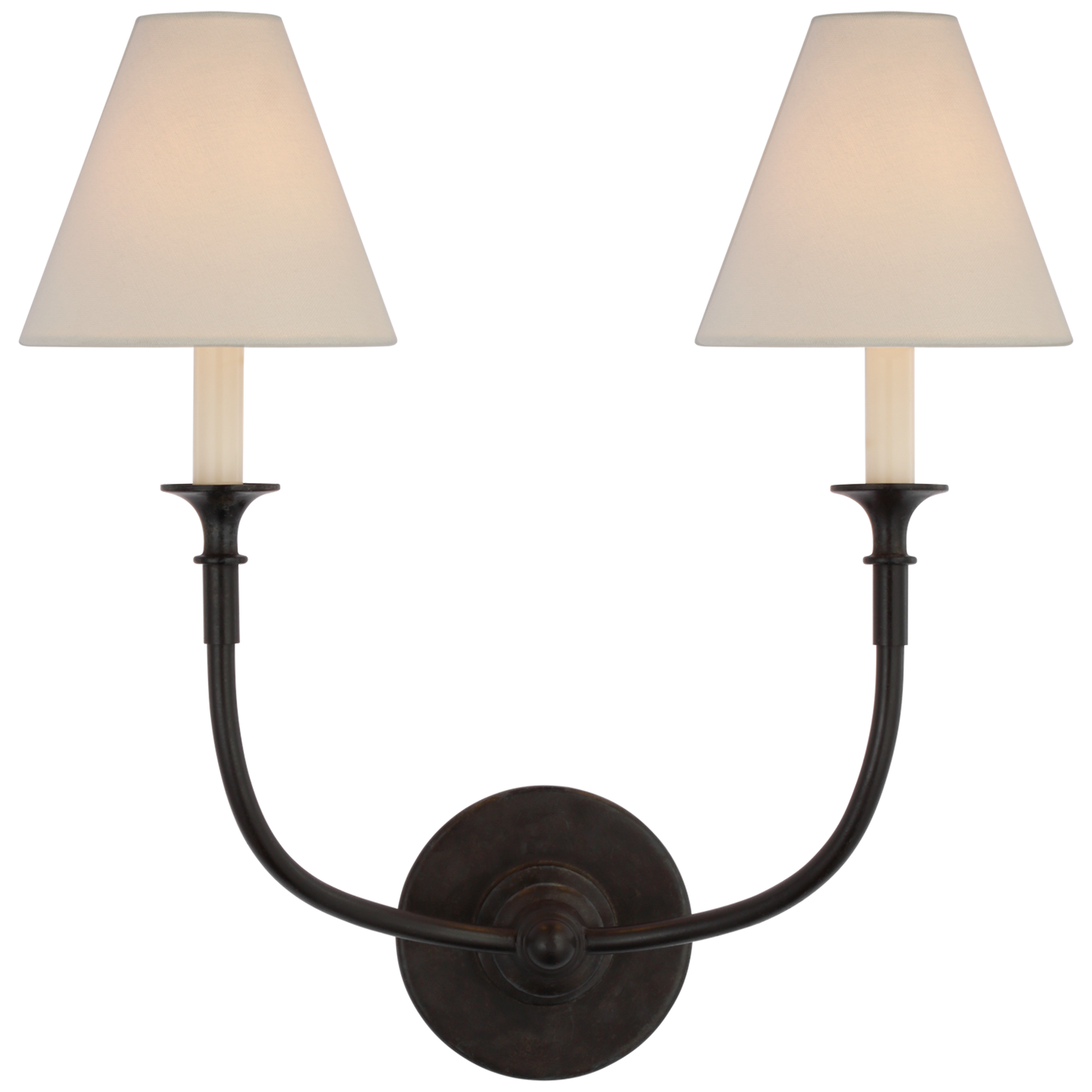 Piaf Double Sconce with Linen Shades