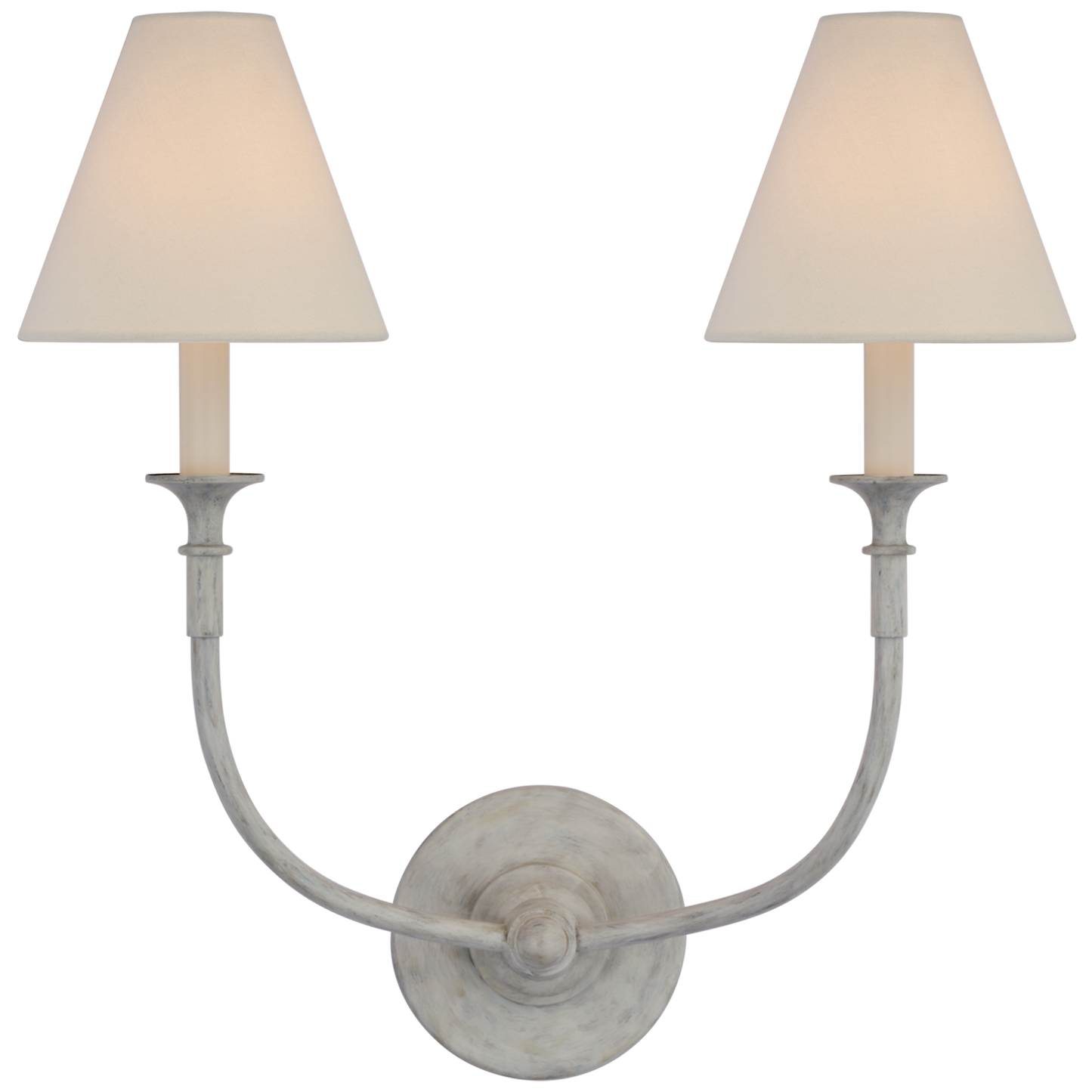 Piaf Double Sconce with Linen Shades