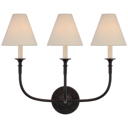 Piaf Triple Sconce with Linen Shade