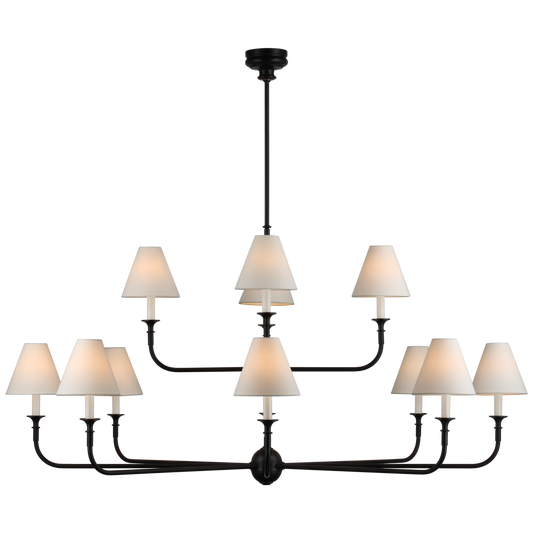 Piaf Grande Two-Tier Chandelier with Linen Shades