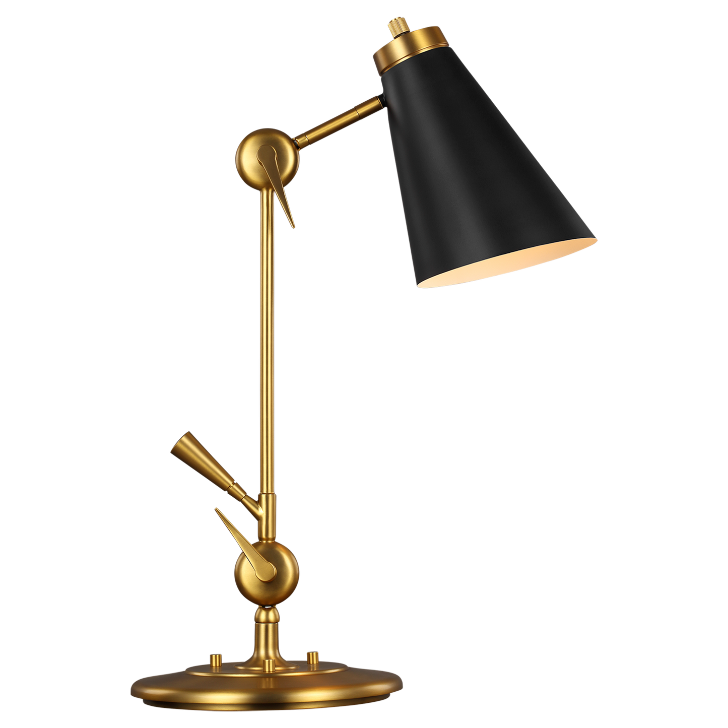 Signoret Task Table Lamp in Burnished Brass with Matt Black