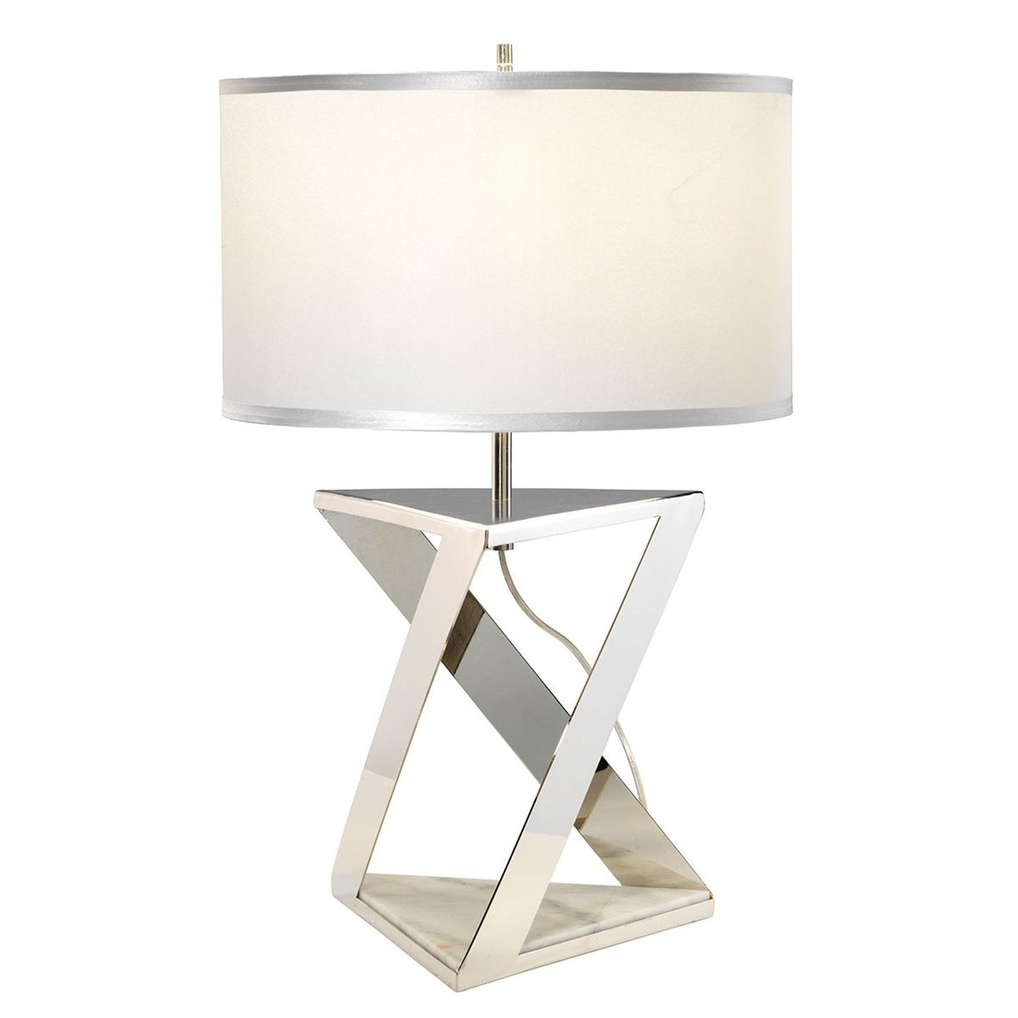 Aegeus 1-Light Table Lamp in Polished Nickel with Silver Shade