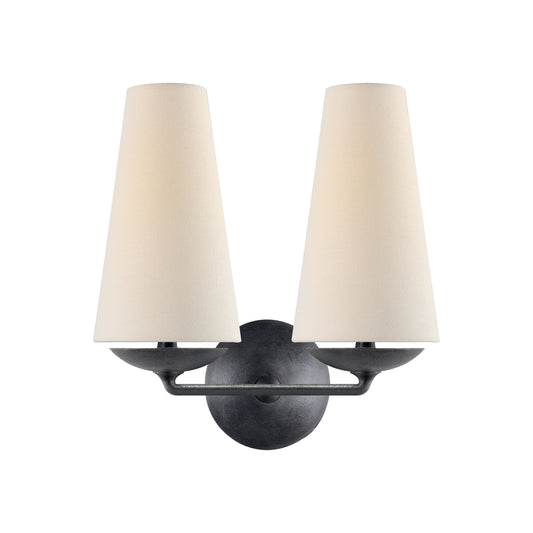 Fontaine Double Sconce with Linen Shades