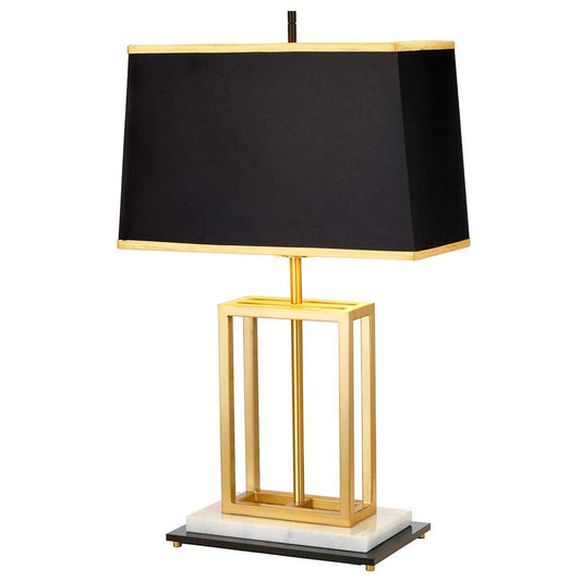 Atlas 1-Light Table Lamp in Brushed Brass with Black Shade