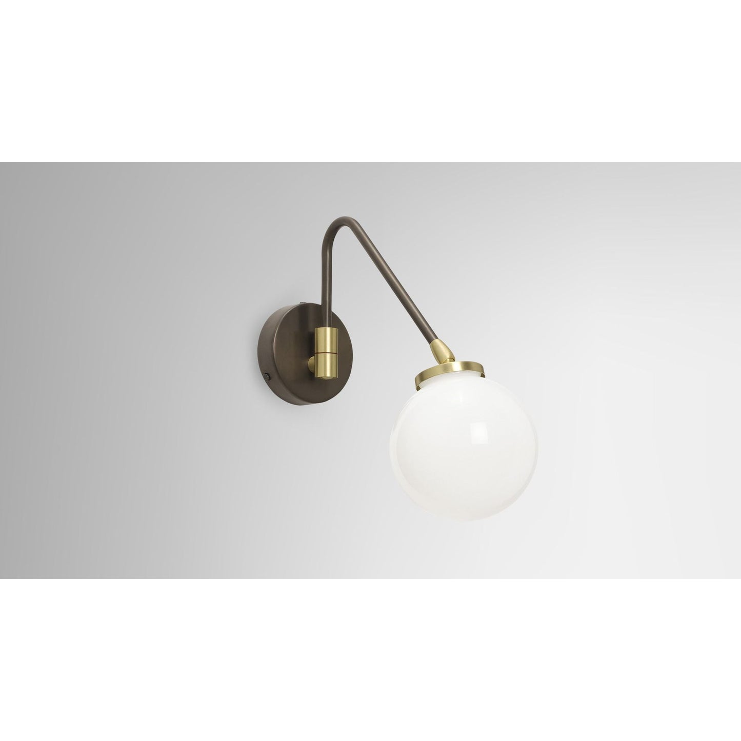 Array Single Wall Light in Bronze with Satin Brass Details and Opal Glass Shade