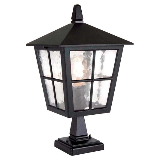 Canterbury 1-Light Pedestal Lantern in Black