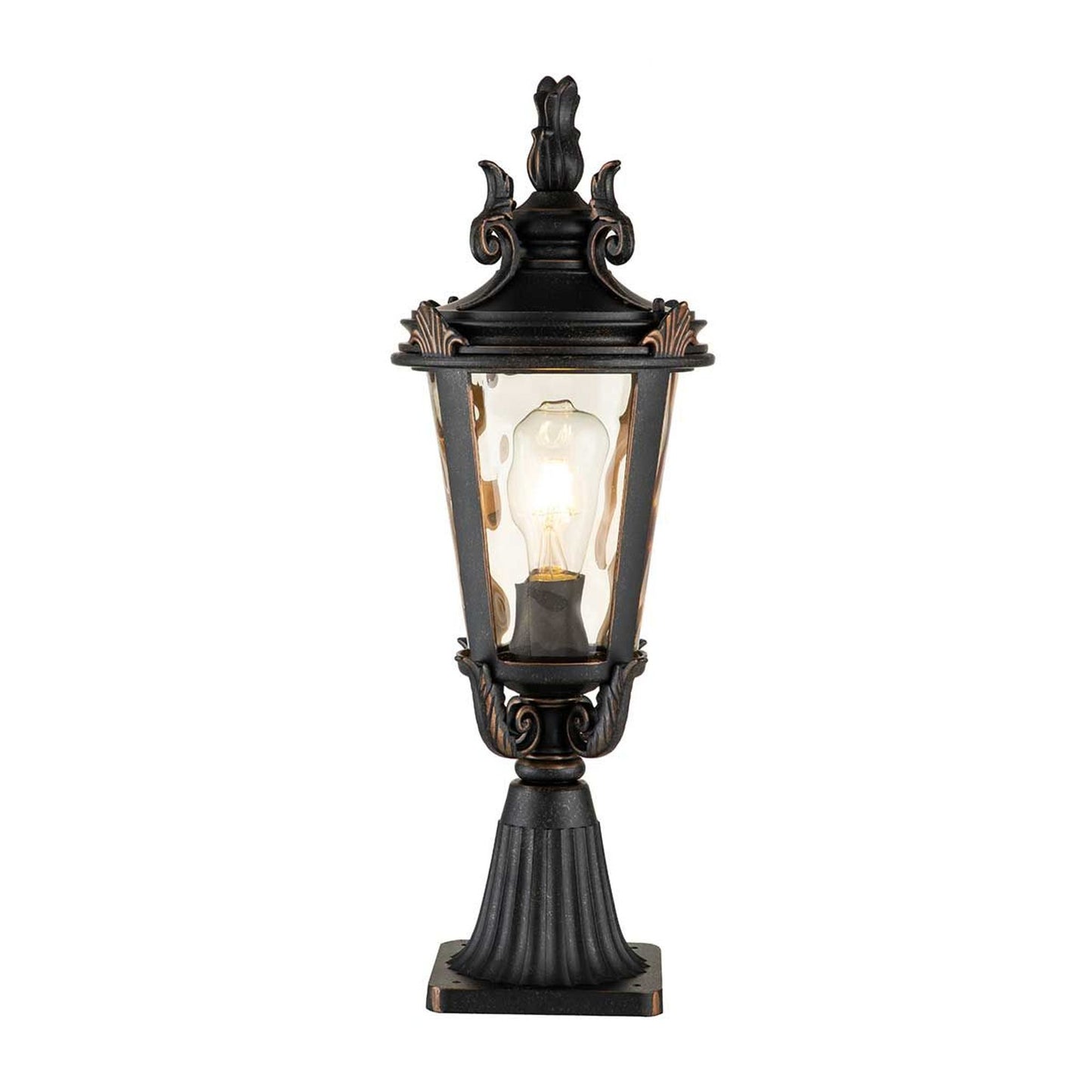 Baltimore 1-Light Pedestal Lantern in Weathered Bronze