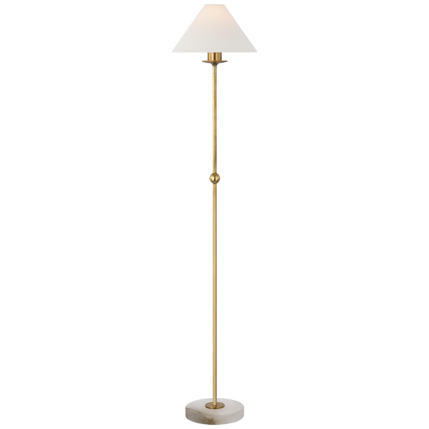 Caspian Medium Floor Lamp in Antique-Burnished Brass and Alabaster