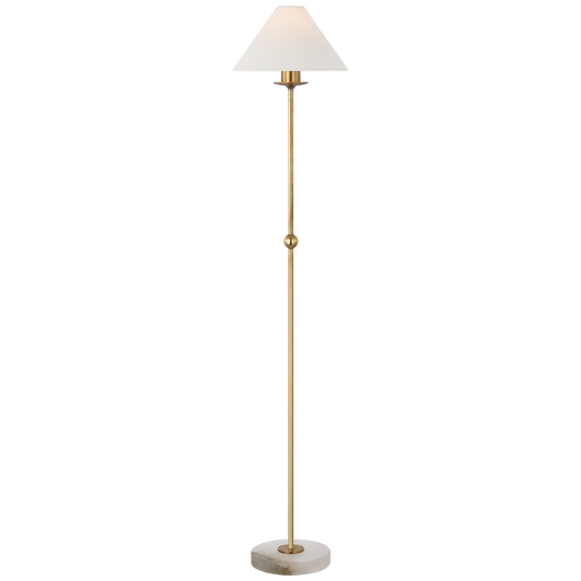 Caspian Medium Floor Lamp in Antique-Burnished Brass and Alabaster