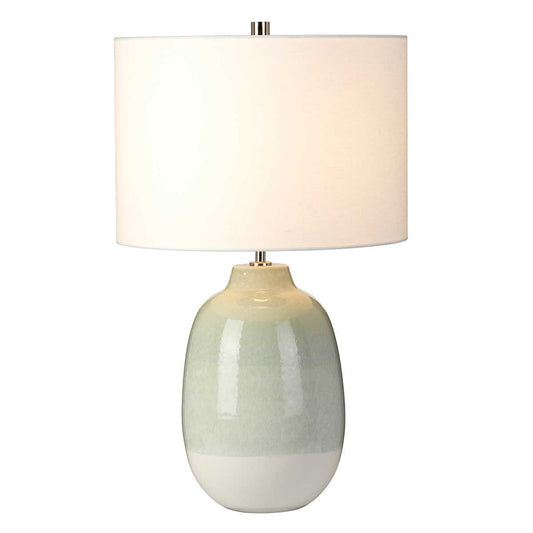 Chelsfield 1-Light Table Lamp in Pale Green and White with White Shade