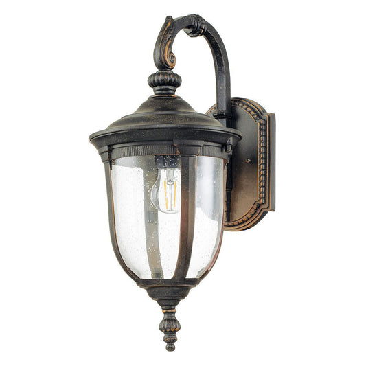 Cleveland Down 1-Light Wall Lantern in Weathered Bronze