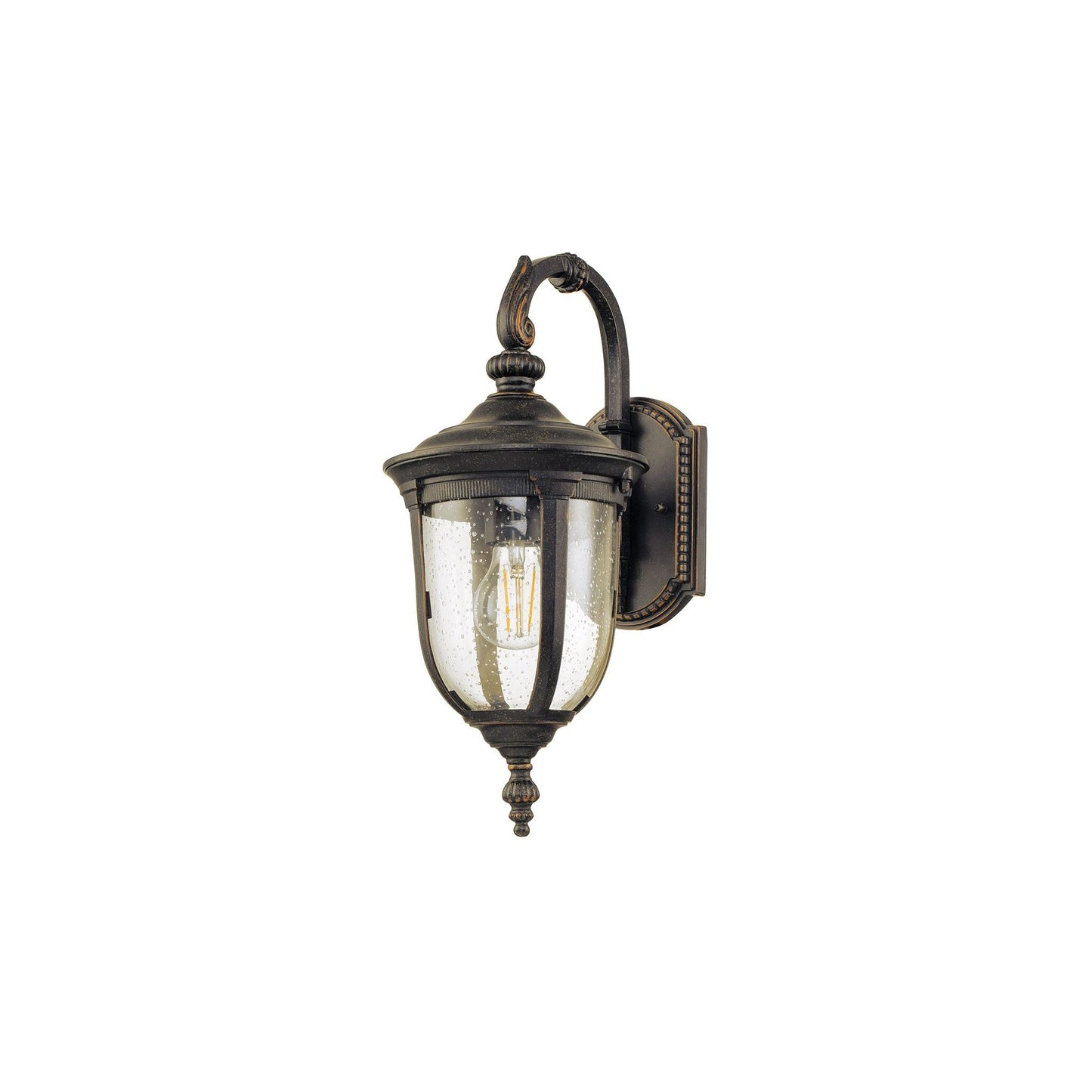 Cleveland Down 1-Light Wall Lantern in Weathered Bronze