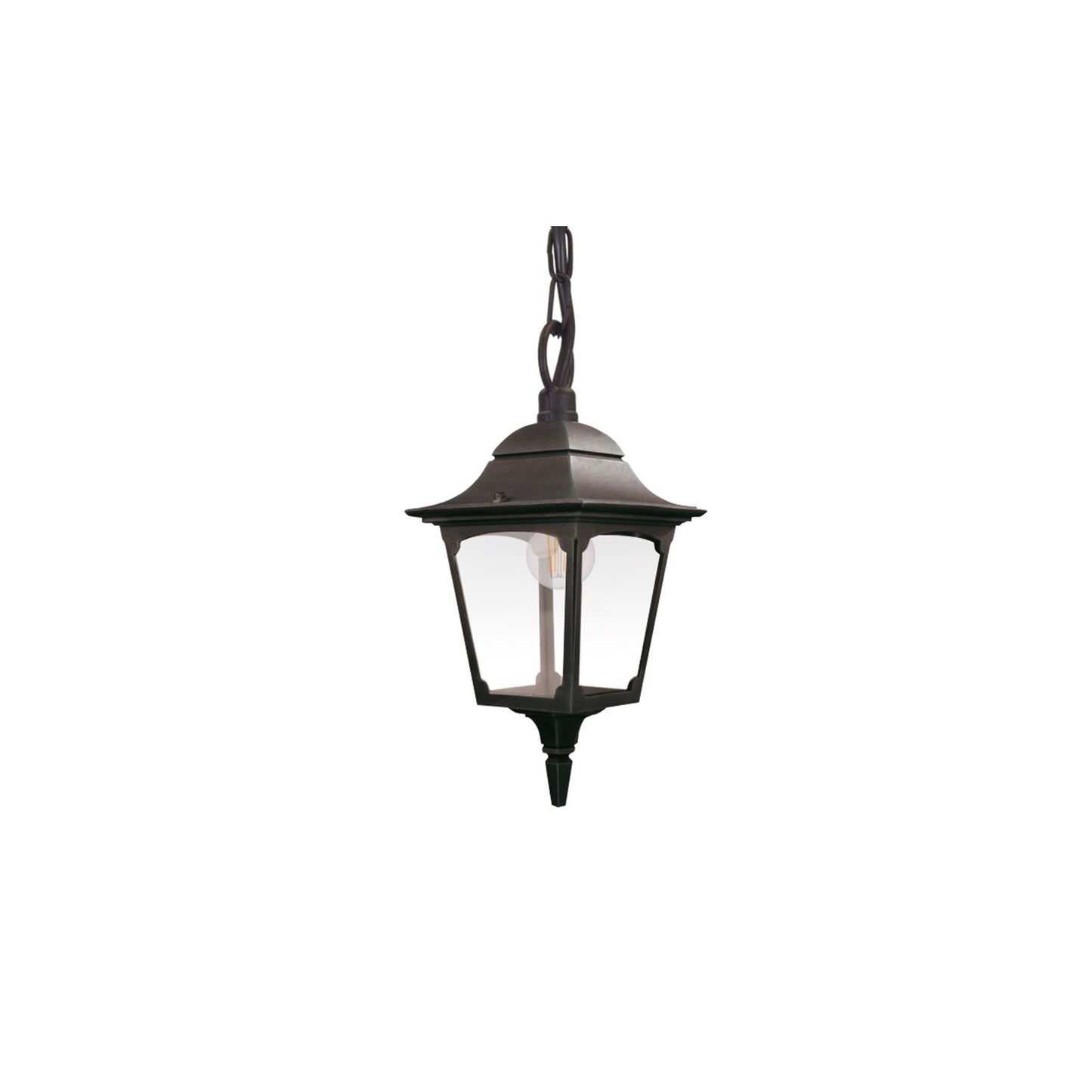 Chapel 1-Light Chain Pendant Lantern in Black