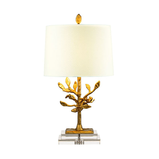 Audubon Park 1-Light Table Lamp in Distressed Gold with Cream Shade