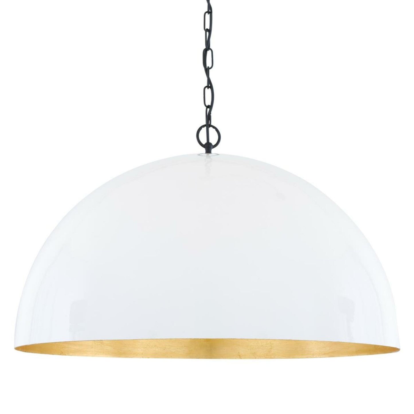 Goma Large White Dome and Gold Leaf Pendant