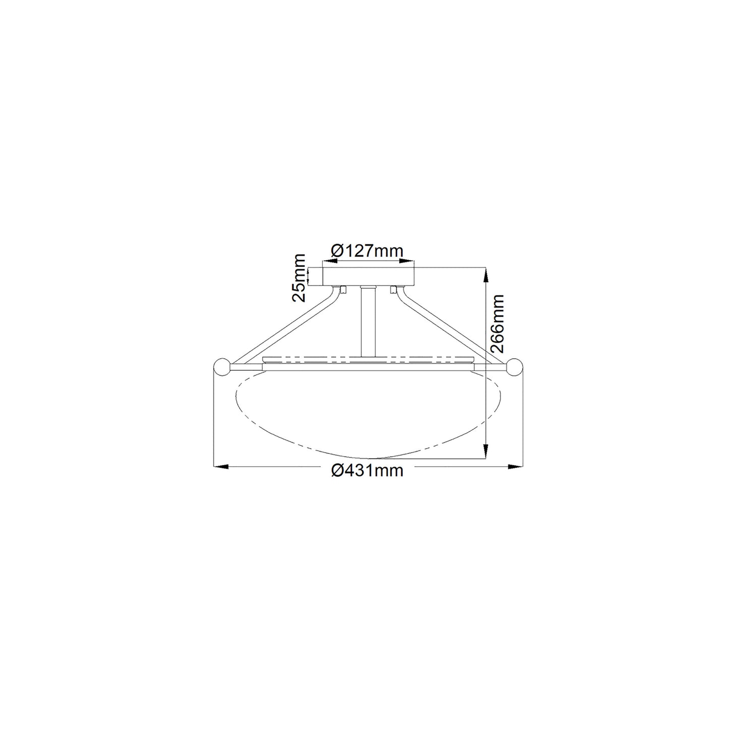 Belle 3-Light Semi-Flush Mount