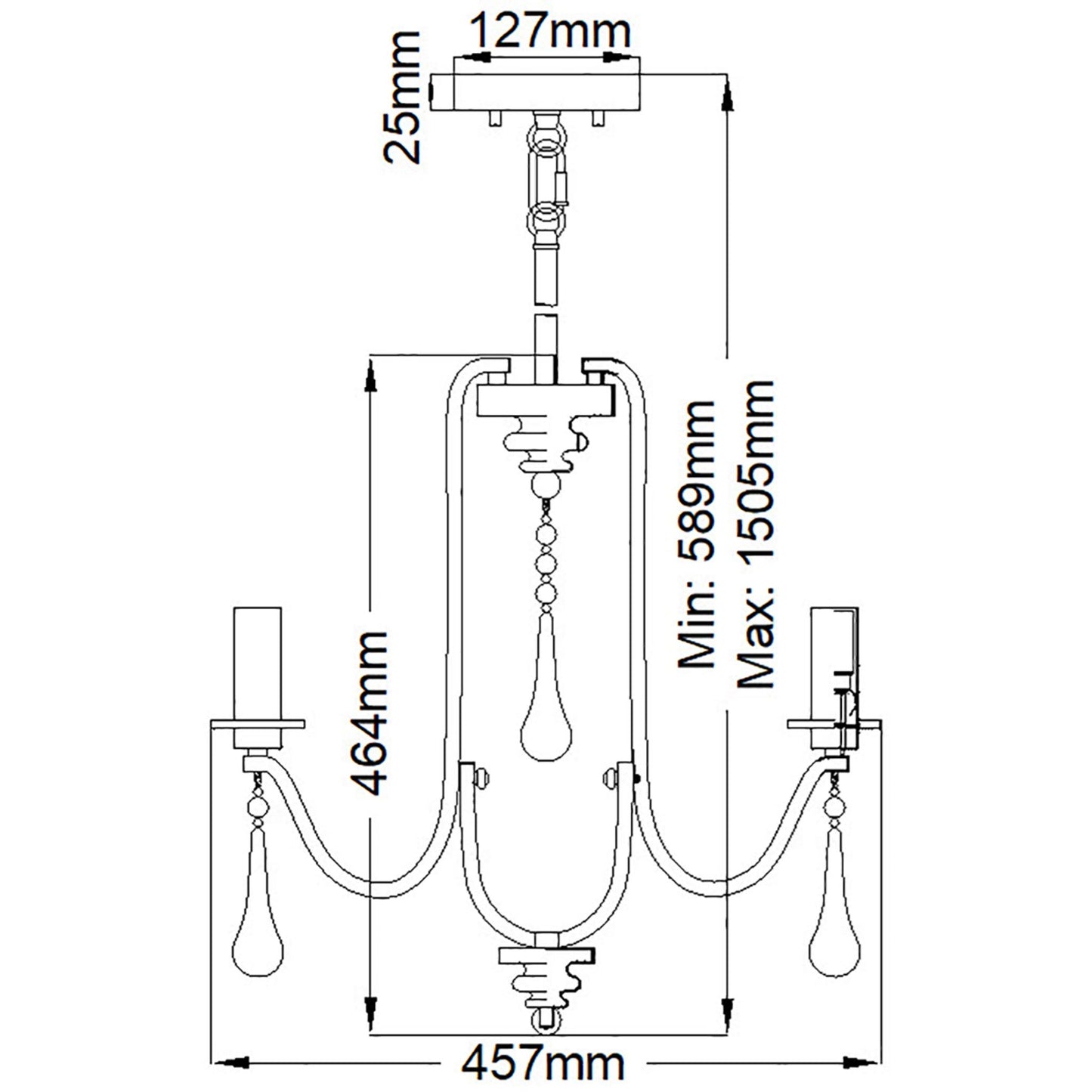 Karlee 3-Light Chandelier in Classic Pewter