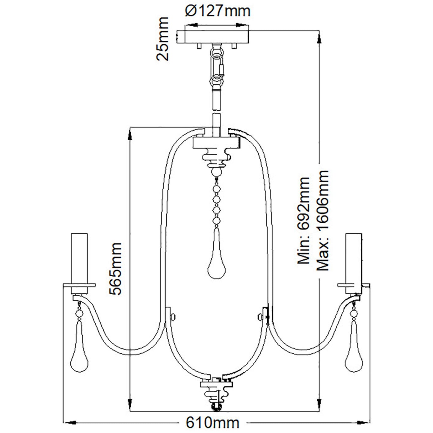 Karlee 5-Light Chandelier in Classic Pewter