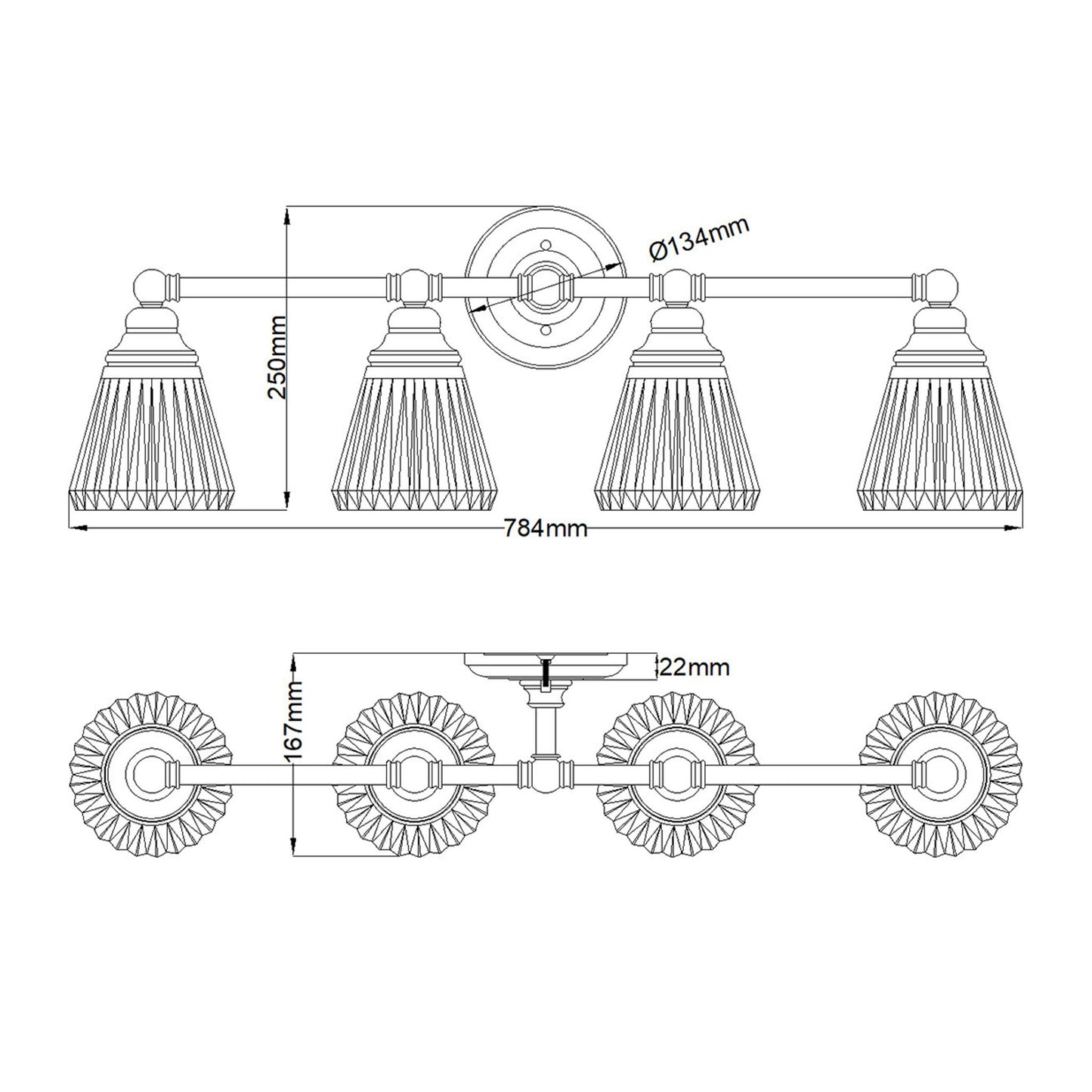 Keynes 4-Light Wall Light in Polished Chrome