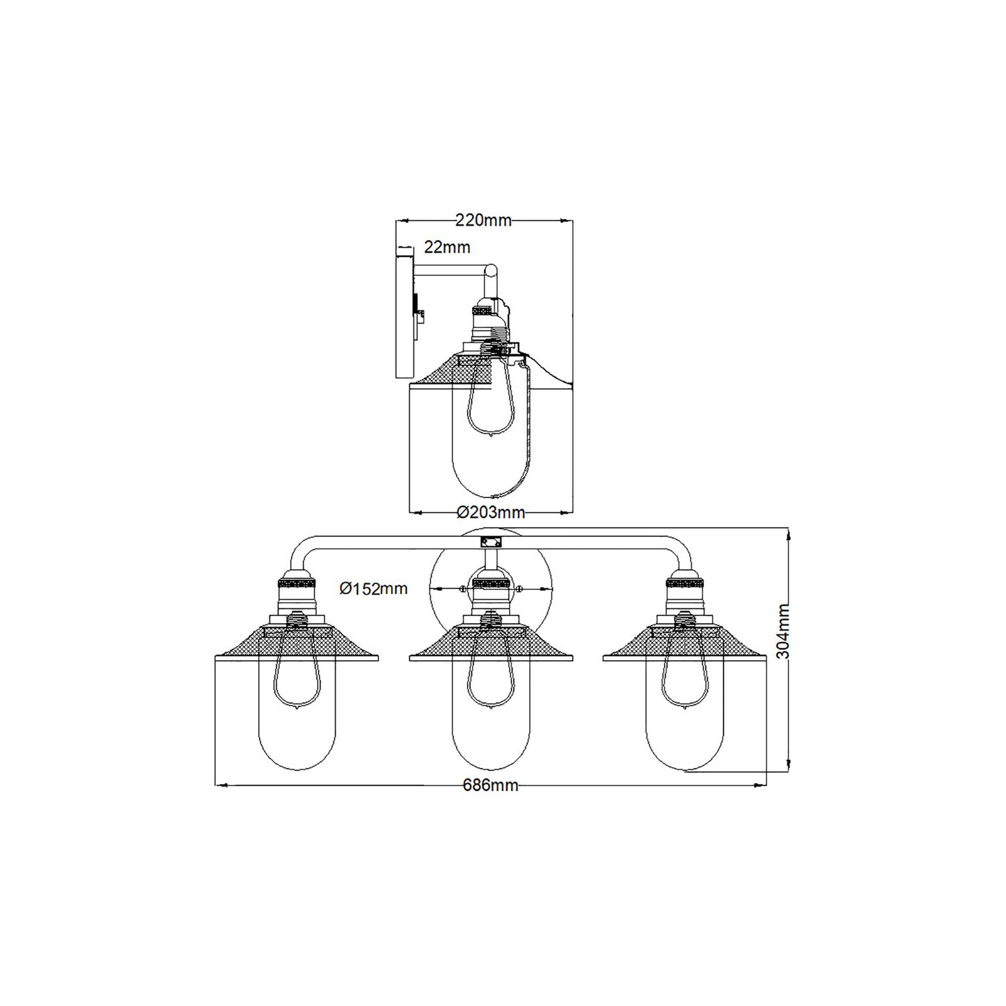 Rigby 3-Light Wall Light