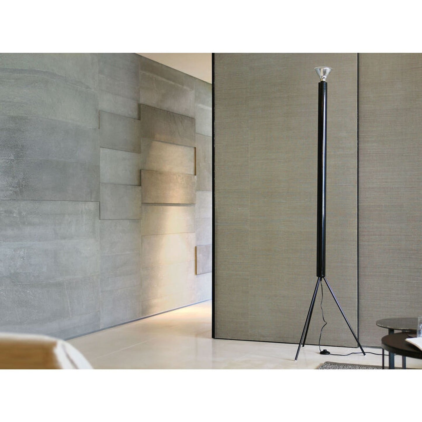 Luminator Anthracite Floor Lamp with Three Galvanized Metal Legs