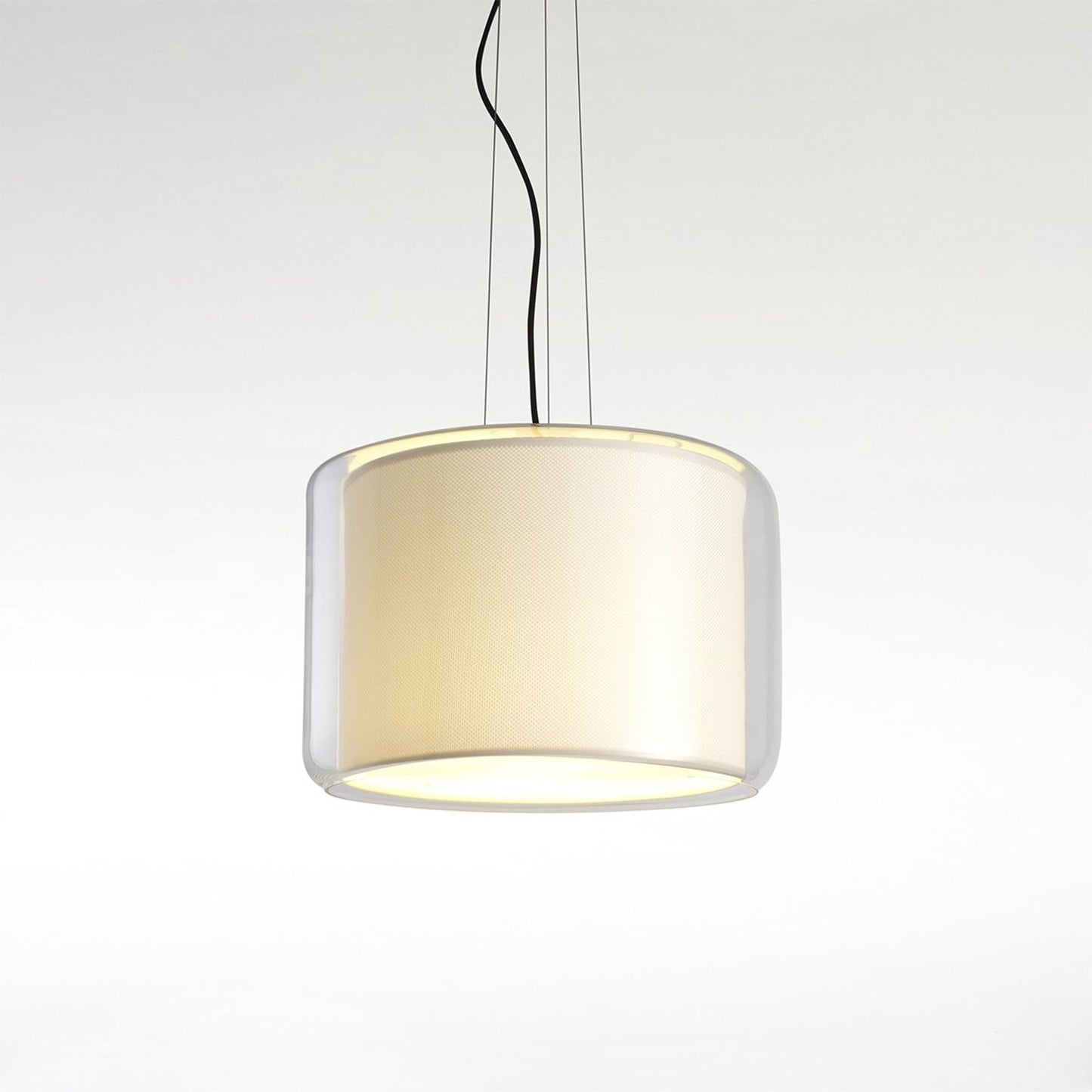 Mercer 44 Large Transparent Glass Pendant with Textile Shade