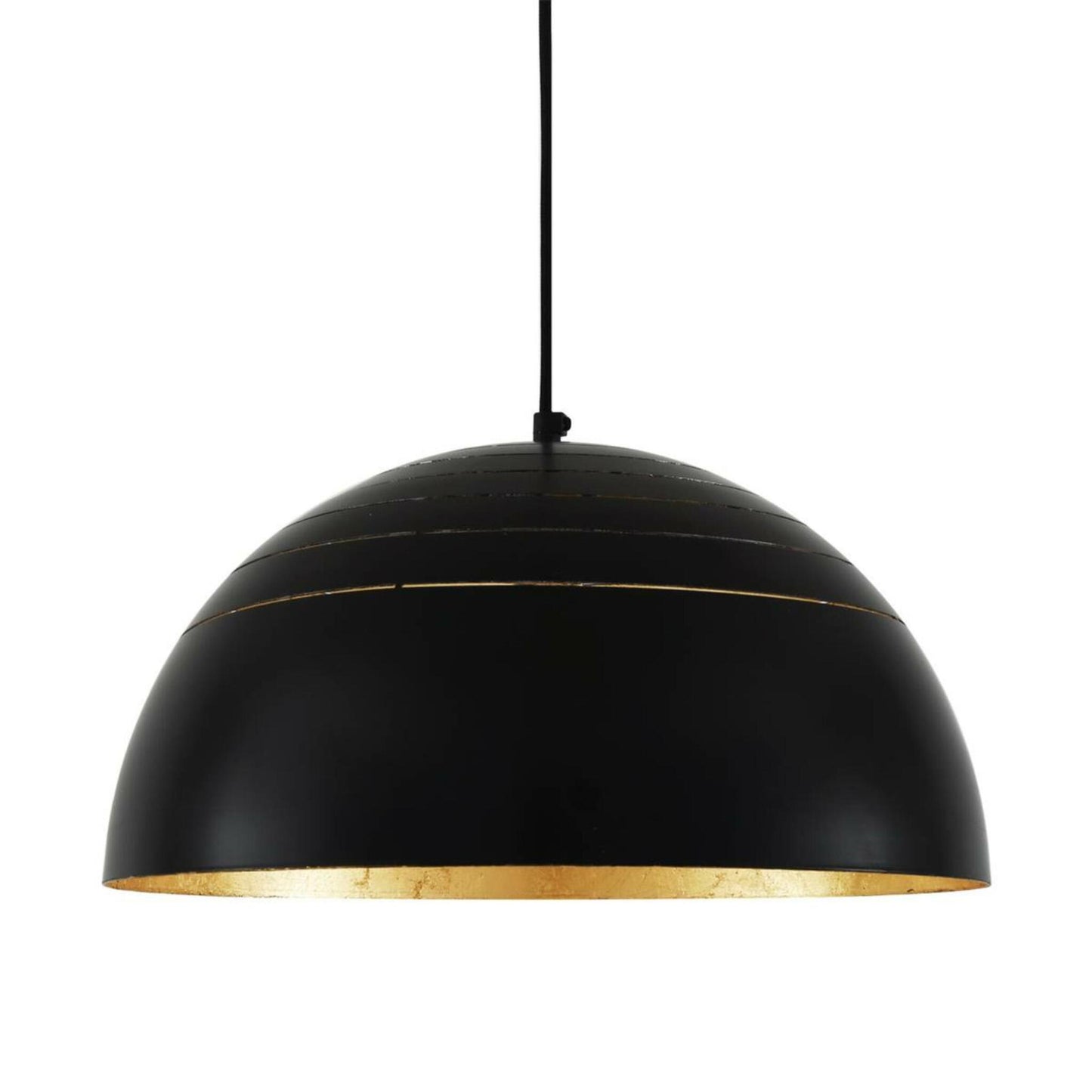 Midas Black Dome Gold Leaf Pendant in Matt Black