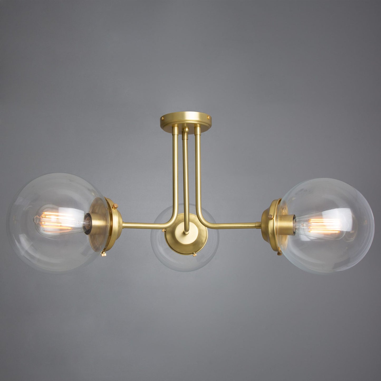 Hayes 3-Arm Flush Glass Globe Chandelier