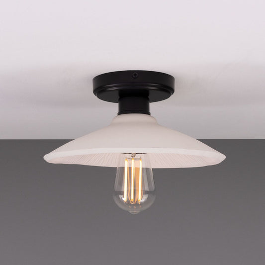 Pyrus Organic Ceramic Ceiling Light with Matt White Striped Shade