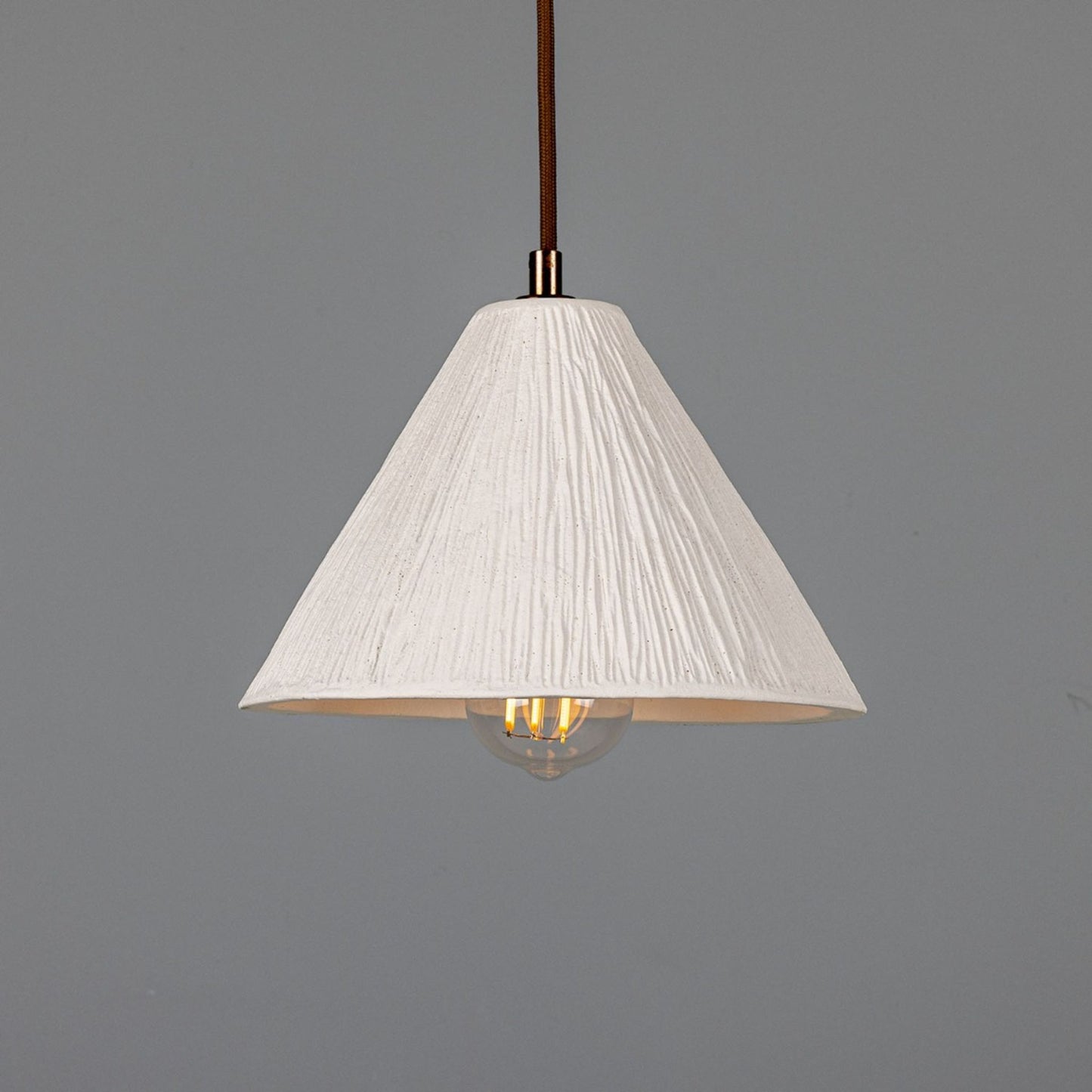 Tilia Organic Ceramic Cone Pendant with Matt White Striped Shade