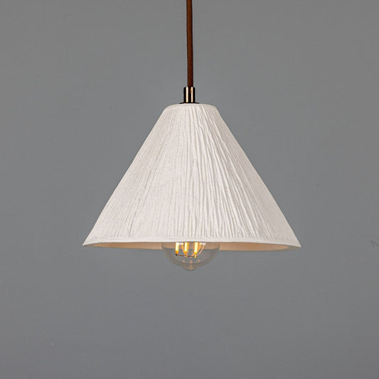 Tilia Organic Ceramic Cone Pendant with Matt White Striped Shade