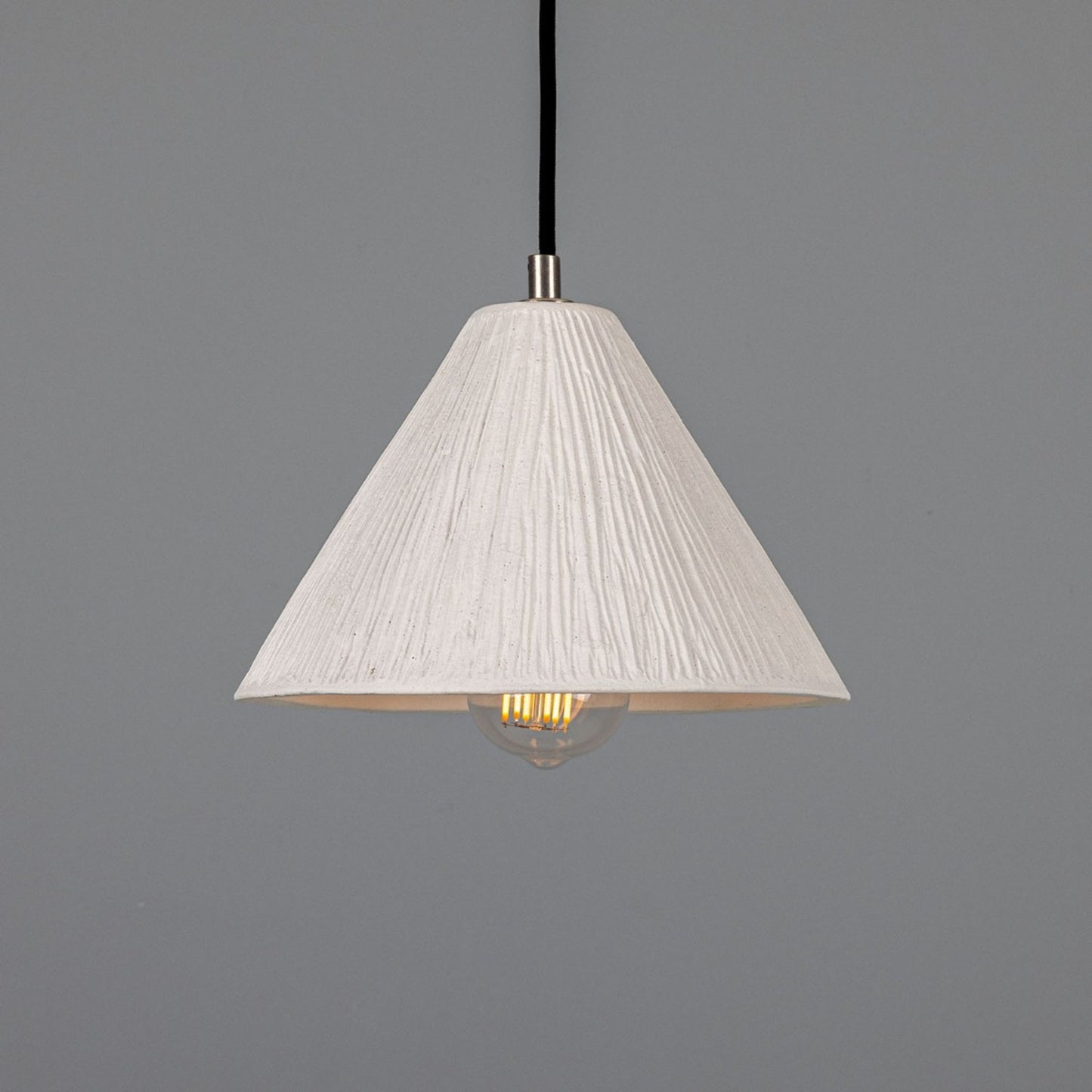 Tilia Organic Ceramic Cone Pendant with Matt White Striped Shade