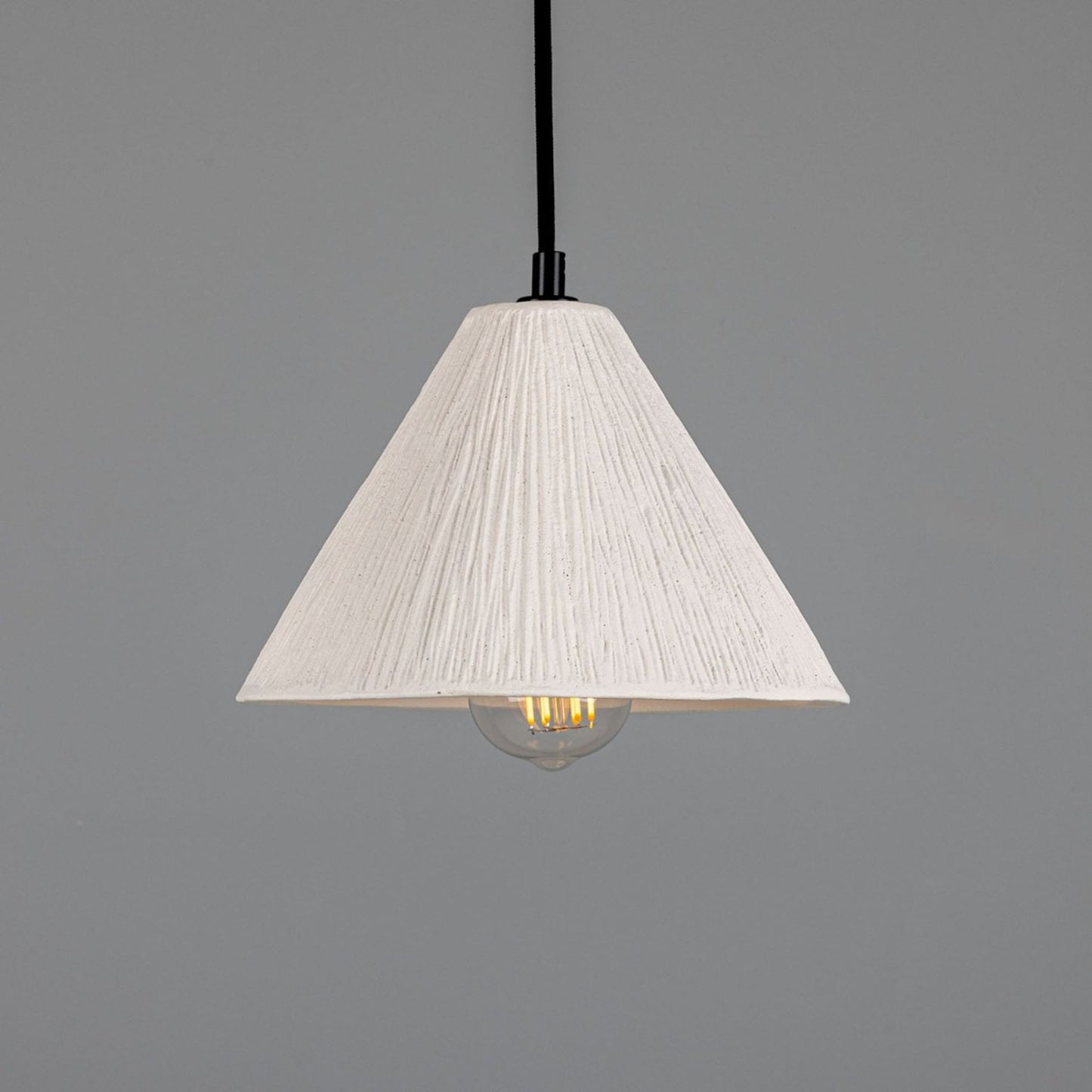 Tilia Organic Ceramic Cone Pendant with Matt White Striped Shade