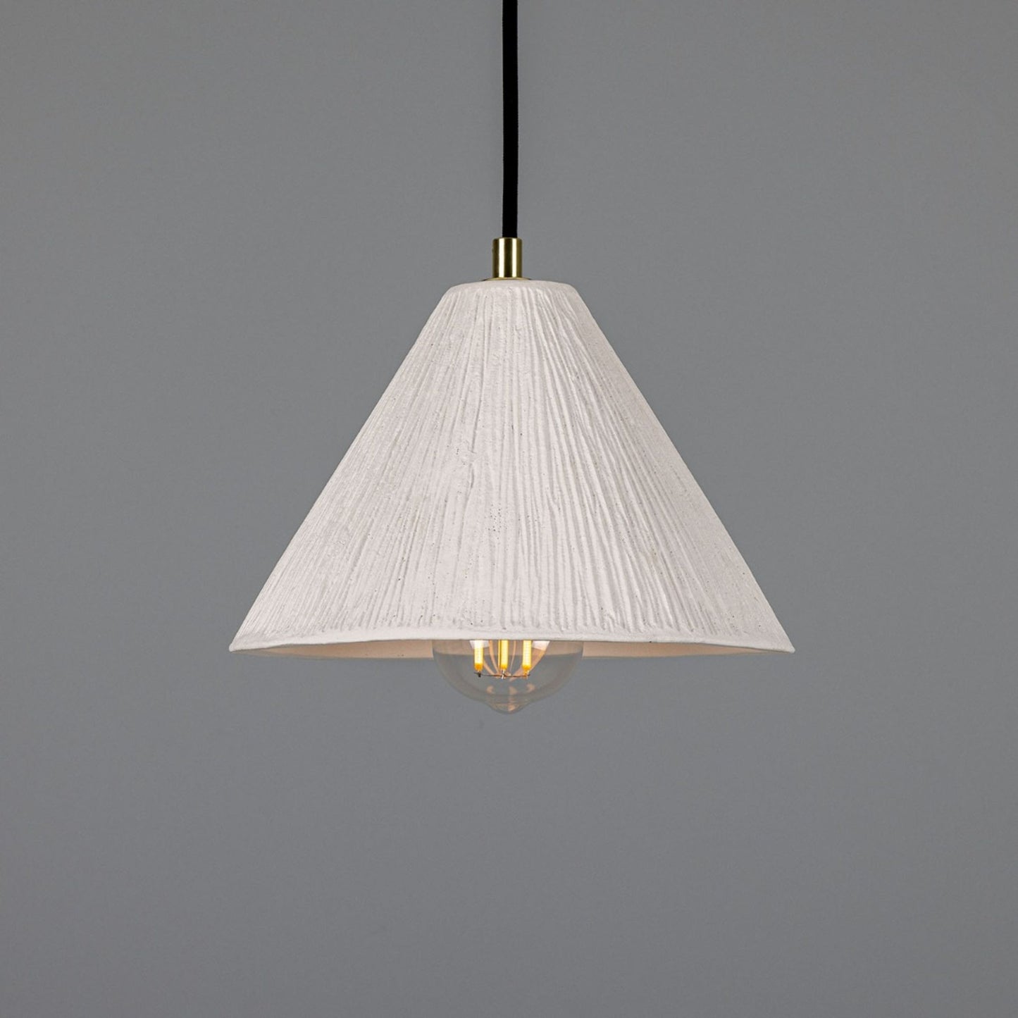 Tilia Organic Ceramic Cone Pendant with Matt White Striped Shade