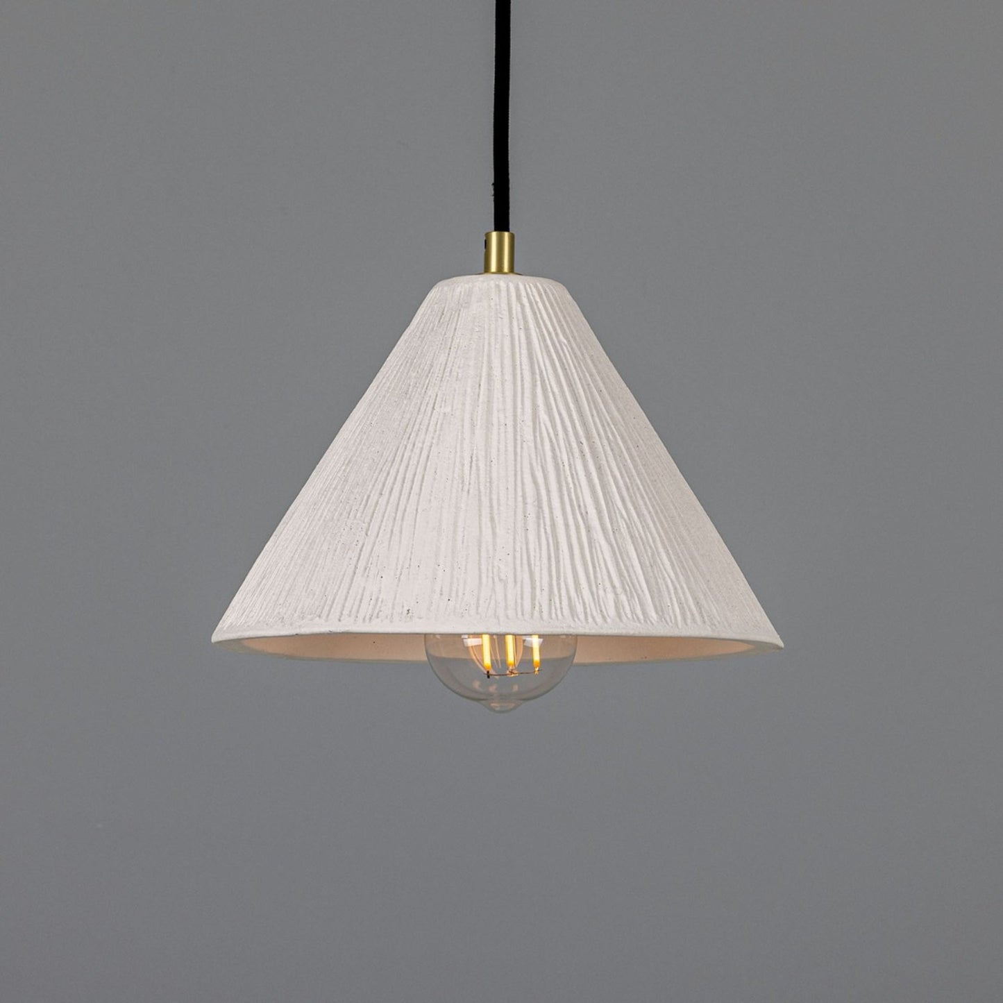 Tilia Organic Ceramic Cone Pendant with Matt White Striped Shade