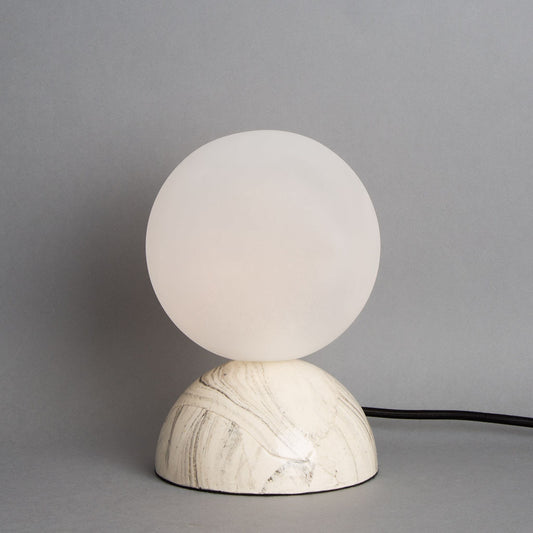 Ovata Marbled Ceramic Glass Ball Table Lamp in Polished Brass