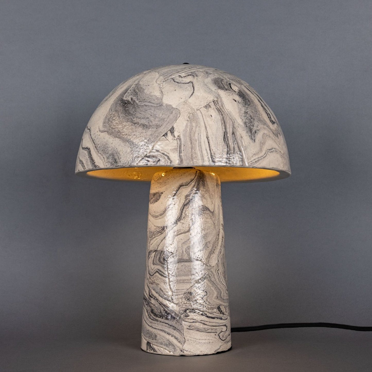 Amanita Marbled Ceramic Mushroom Table Lamp