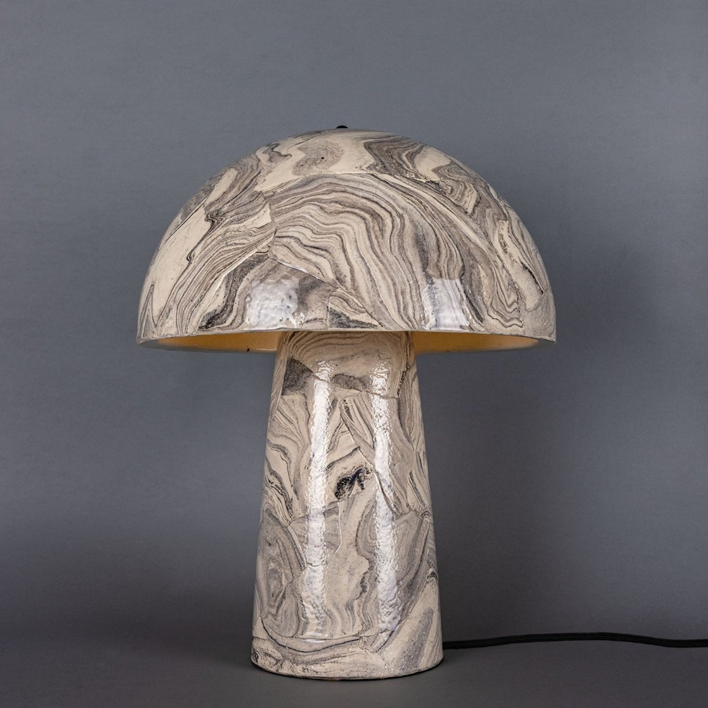 Amanita Marbled Ceramic Mushroom Table Lamp