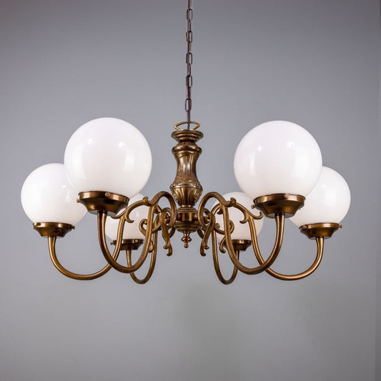 Carnew 6-Arm Traditional Chandelier with Opal Globes Glass