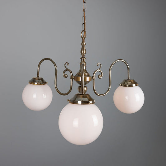 Eldron 3-Arm Traditional Chandelier with Opal Globes Glass