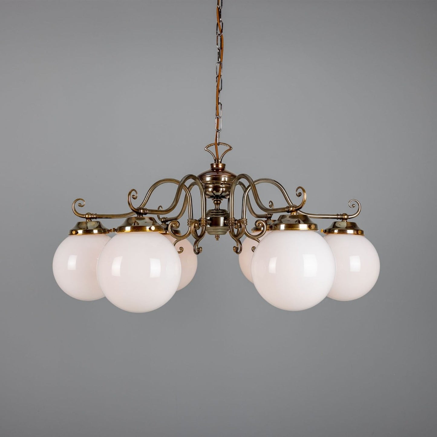 Kilturk 6-Light Traditional Chandelier with Opal Globes Glass