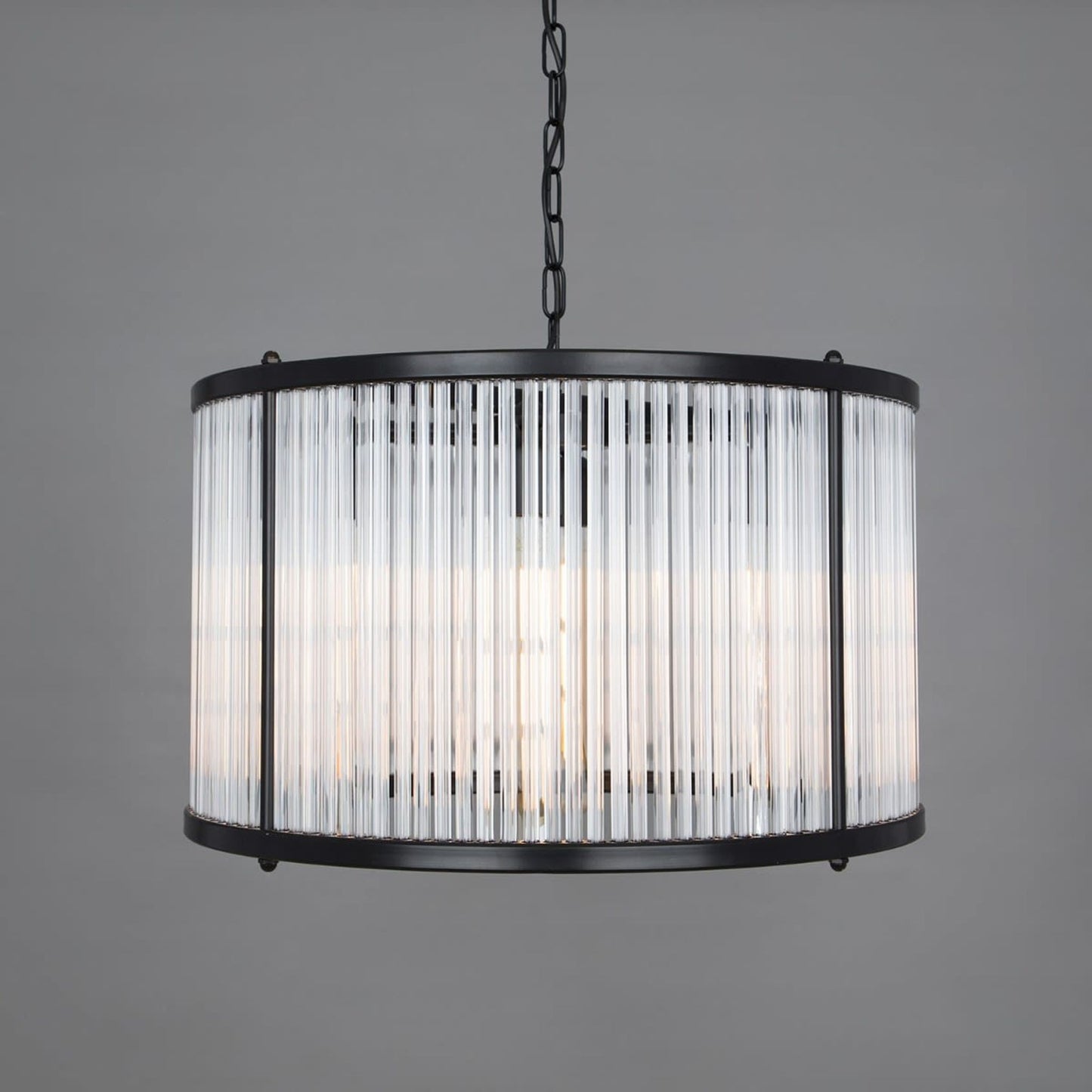 Caledon Grand Pendant in Matt Black with Glass Rods