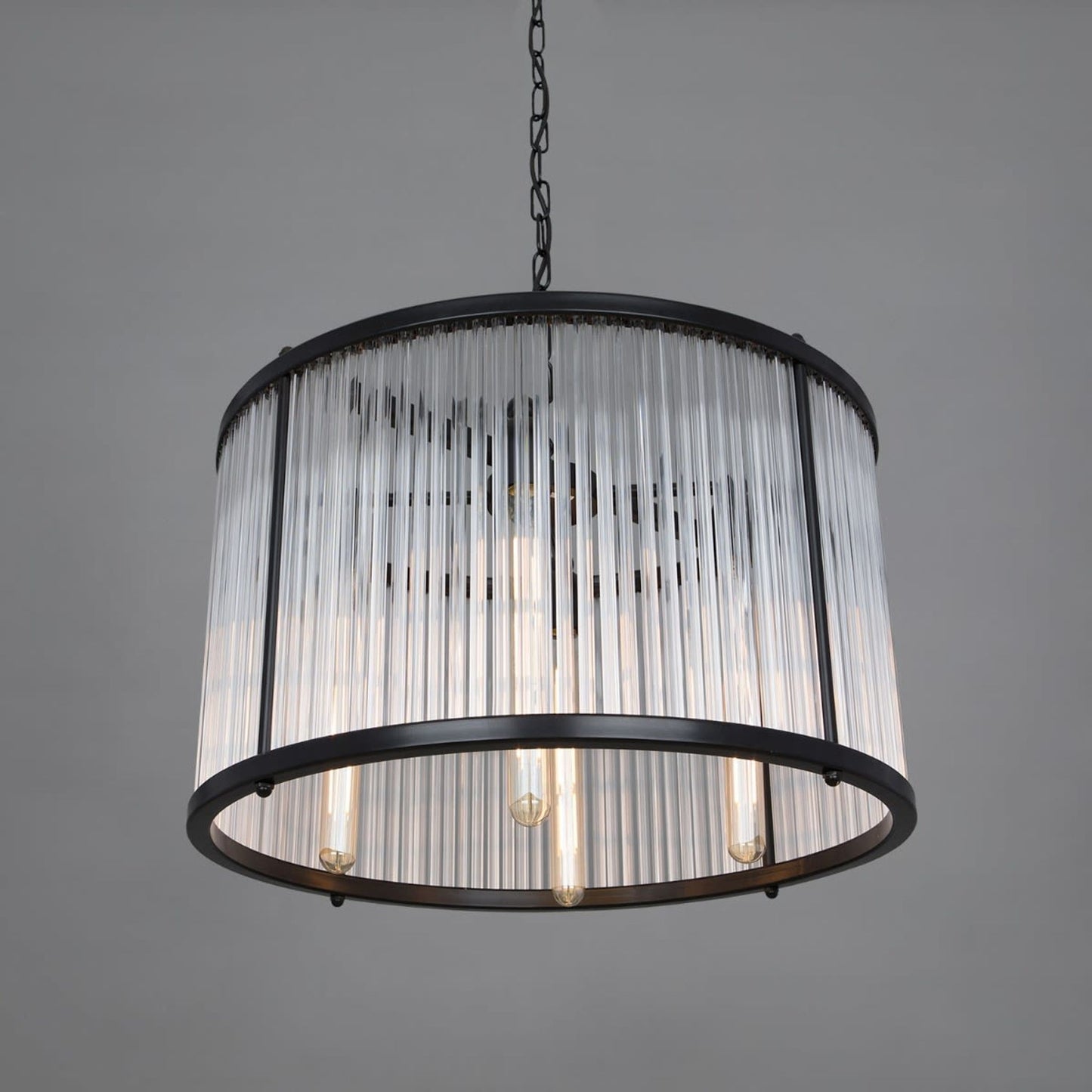 Caledon Grand Pendant in Matt Black with Glass Rods