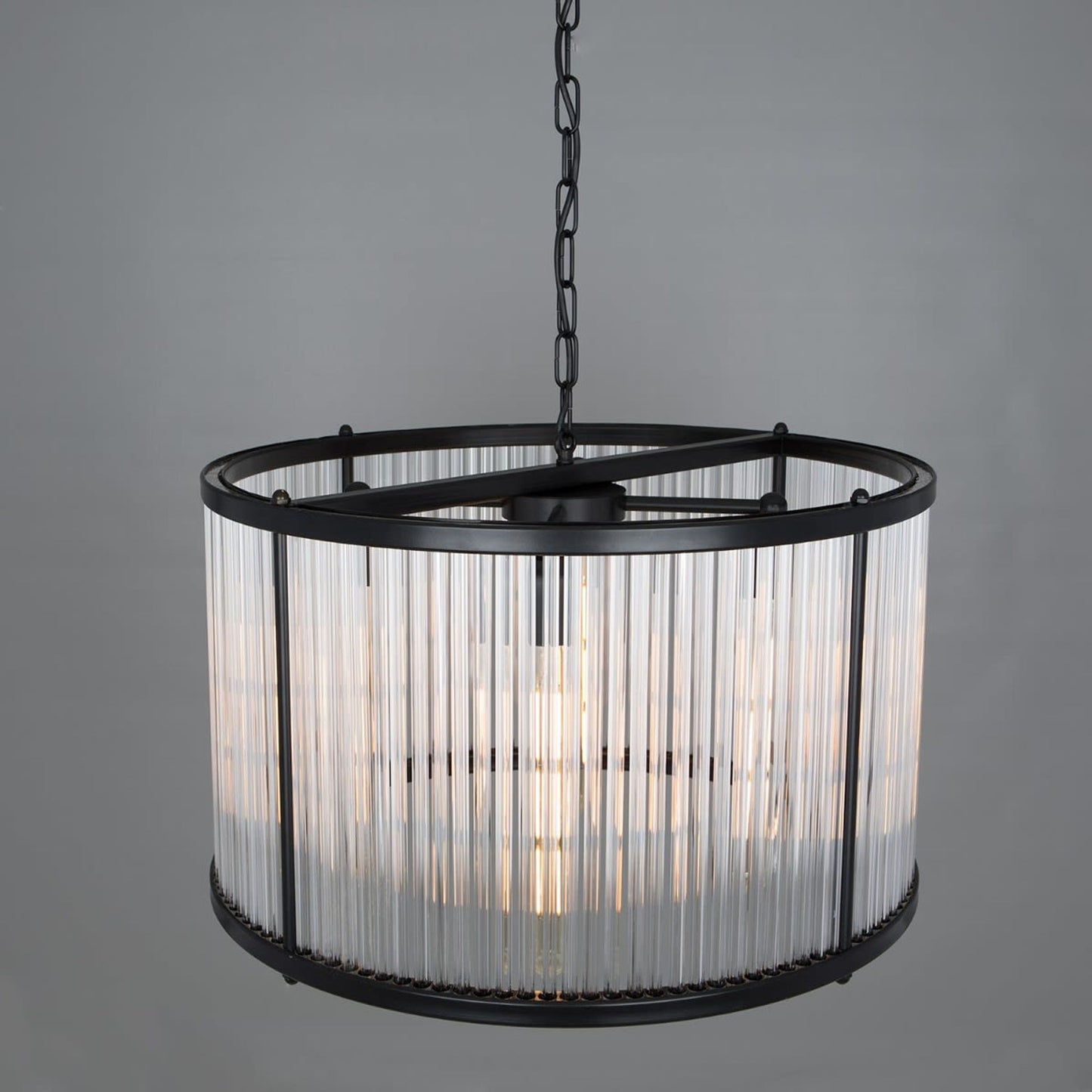 Caledon Grand Pendant in Matt Black with Glass Rods