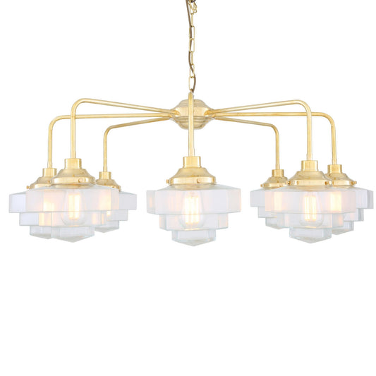 Siena Art Deco 8-Light Single Tier Brass Chandelier