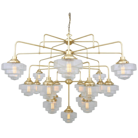 Siena Art Deco 21-Light Four-Tier Brass Chandelier