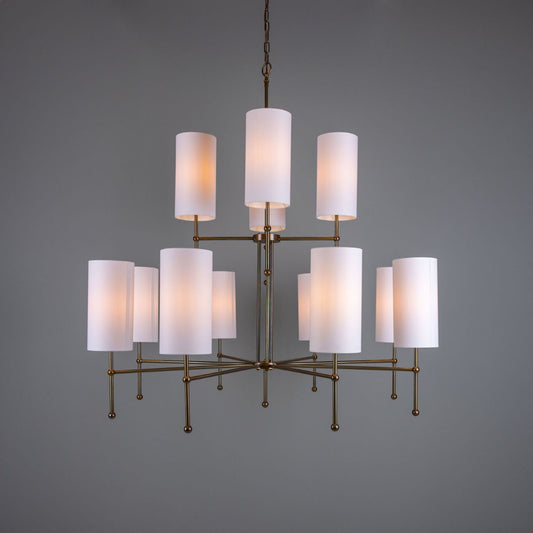 Arizona 12-Arm Modern Brass Two-Tier Chandelier