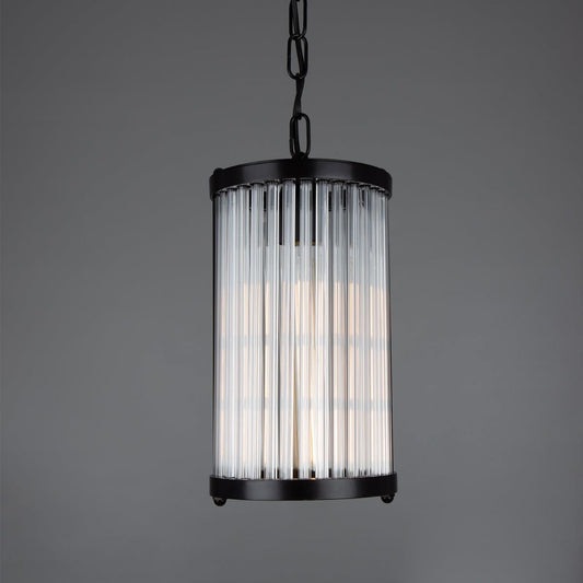 Caledon Petite Pendant in Matt Black with Glass Rods