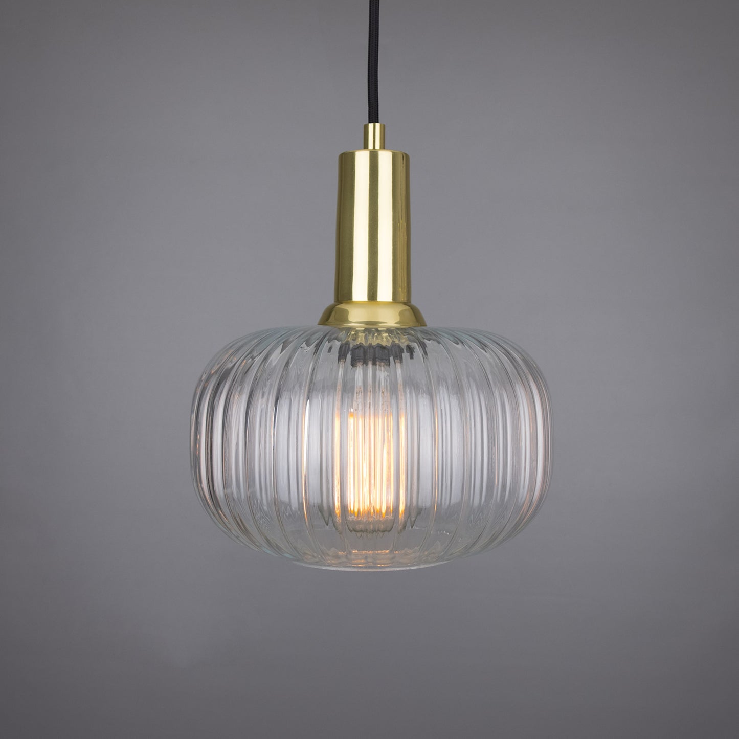 Nehir Reeded Glass and Brass Pendant